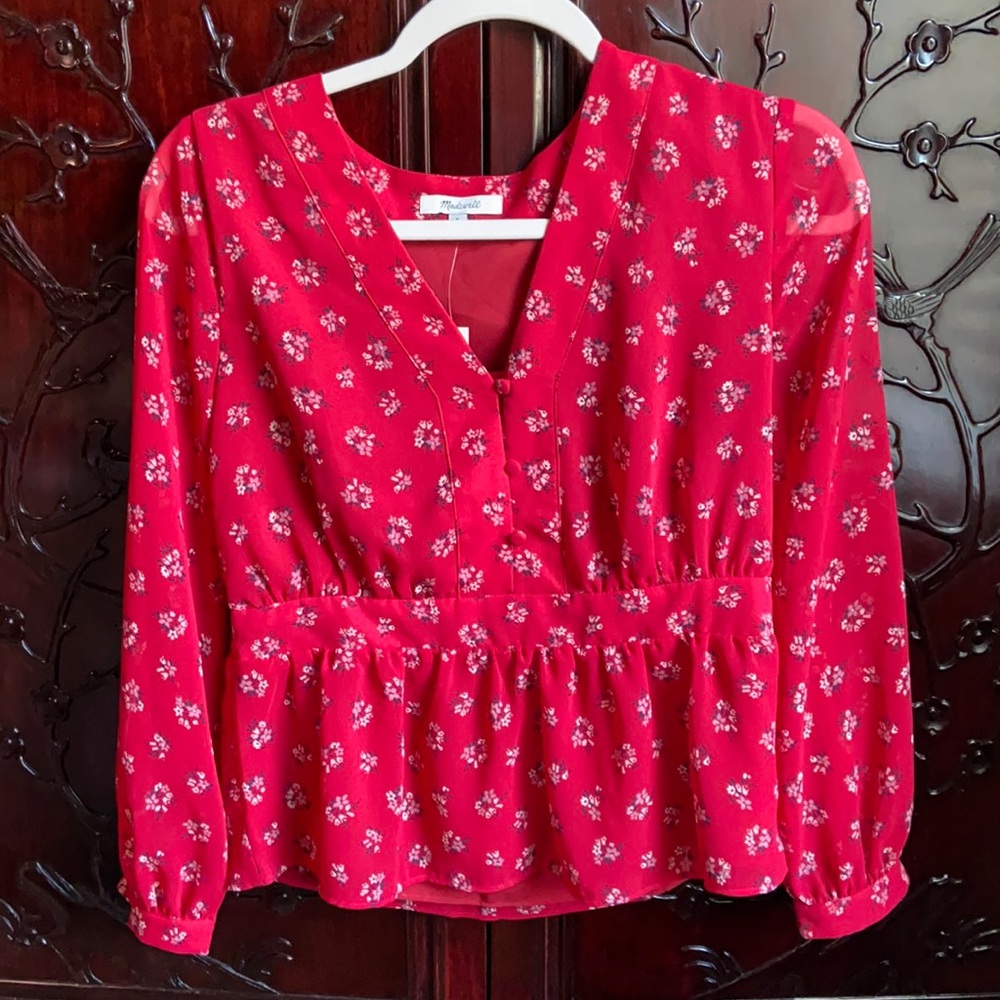 Madewell V-neck peplum top in Little Lilies